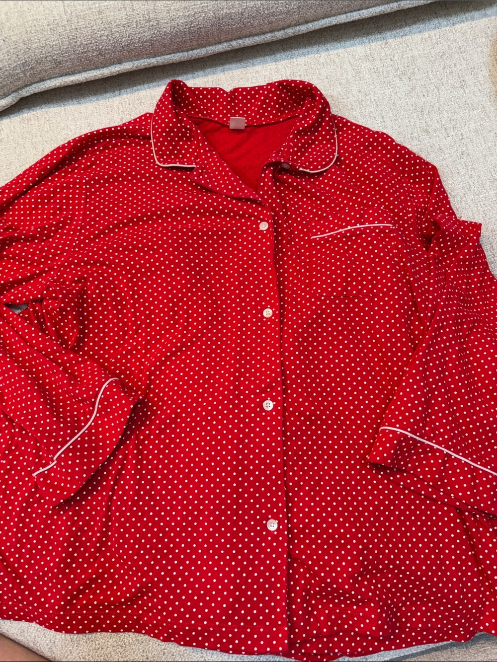 Old Navy Red Polka Dot Sleep Shirt - Picture 3 of 4